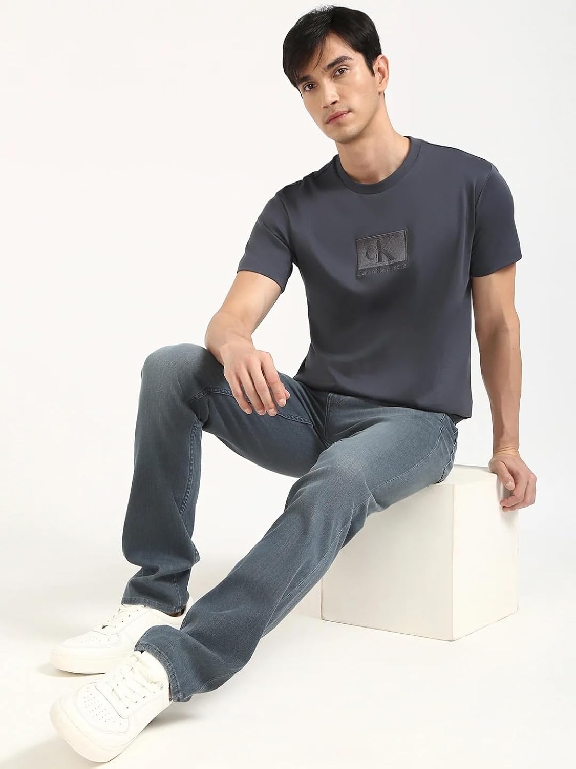 Embroidered Logo Regular Fit Cotton T Shirt