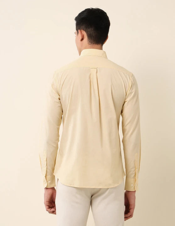 U.S. POLO ASSN. Men Tailored Fit Solid Spread Collar Casual Shirt