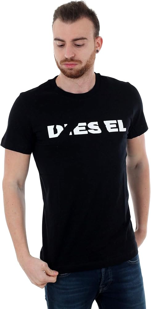 Diesel T-Diego-Brok Ripped Logo Black T-Shirt