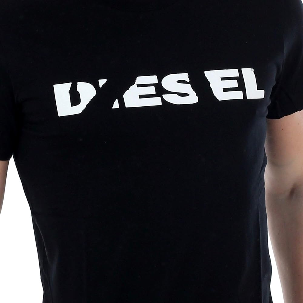 Diesel T-Diego-Brok Ripped Logo Black T-Shirt