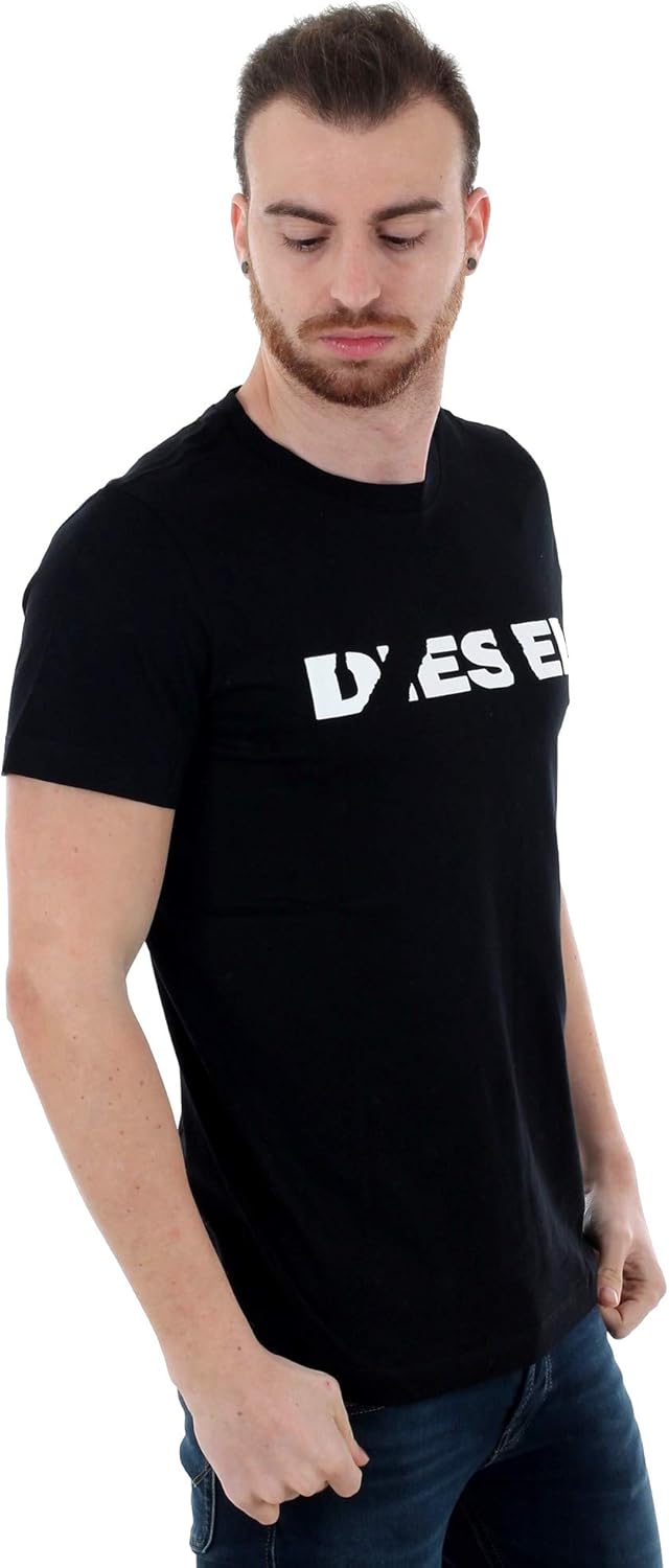 Diesel T-Diego-Brok Ripped Logo Black T-Shirt